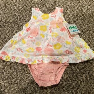 SOLD Baby Girl 3-6 month white/pink floral spring or summer outfit Child of Mine
